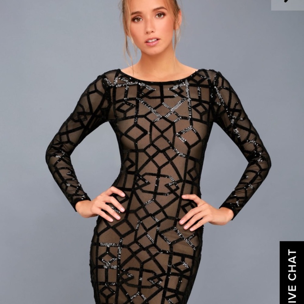 Black Sequin Mila Dress the Population Dress
